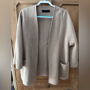 Zara handmade wool blend open front sweater jacket